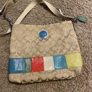 Colorblocked Monogram Coach Shoulder Bag